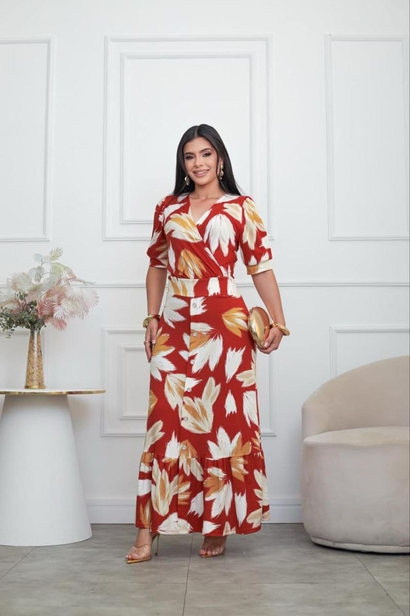 Vestido Flora Vermelha - Foto 1