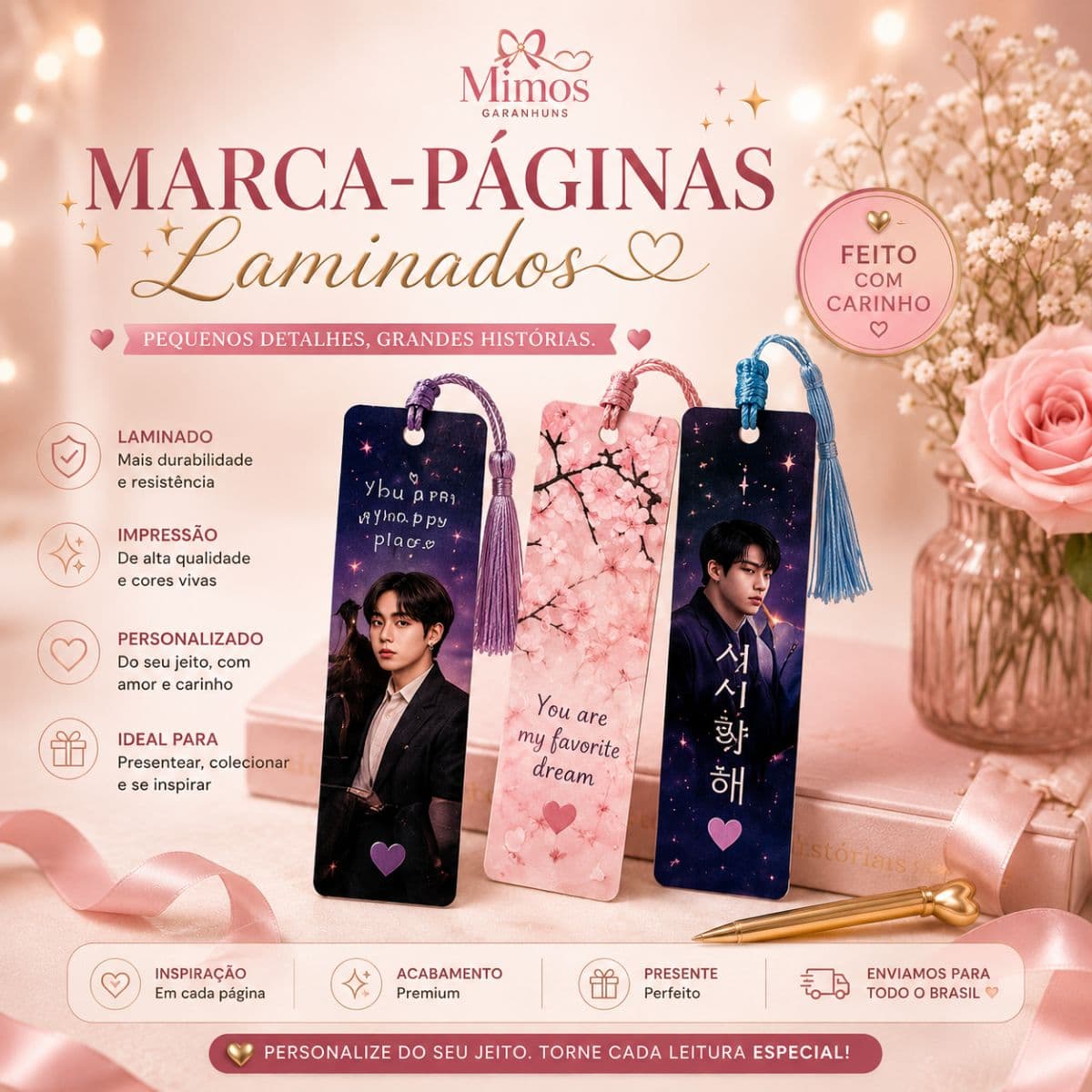 Marca-Páginas Laminados Personalizados – Mimos Garanhuns