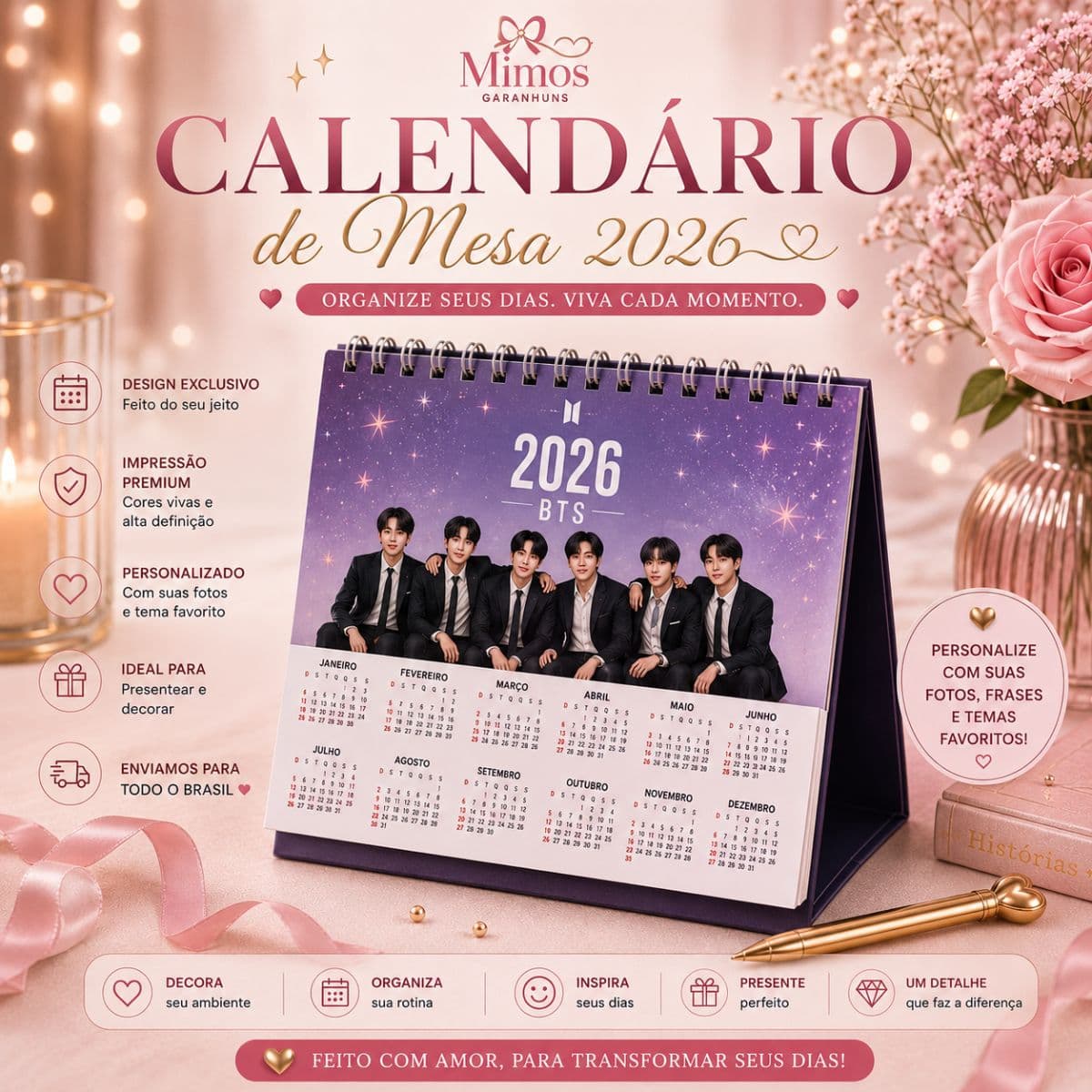 Calendário de mesa personalizado