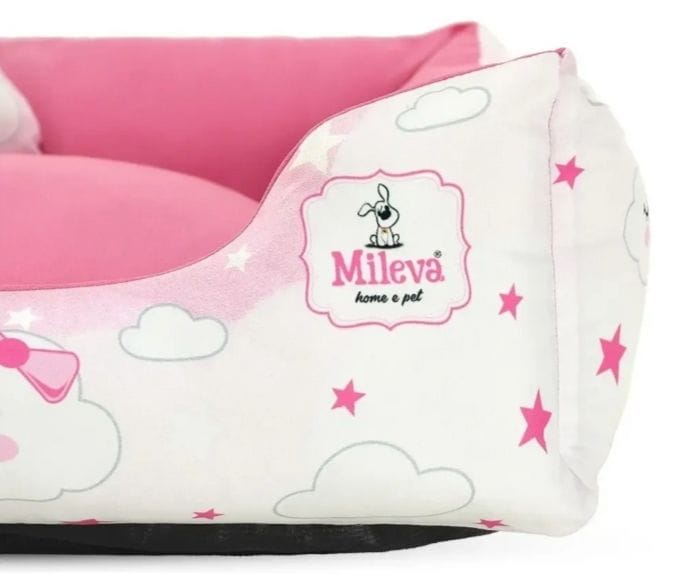 Cama Pet Oxford + Coberdrom + Tapete Estampado 04 Peças - Nuvem Rosa - Foto 2