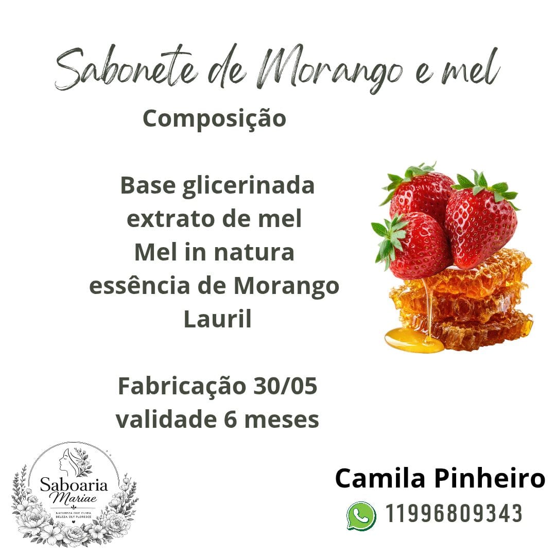 🍓🍯 Sabonete Artesanal de Morango e Mel 🍯🍓 - Foto 3