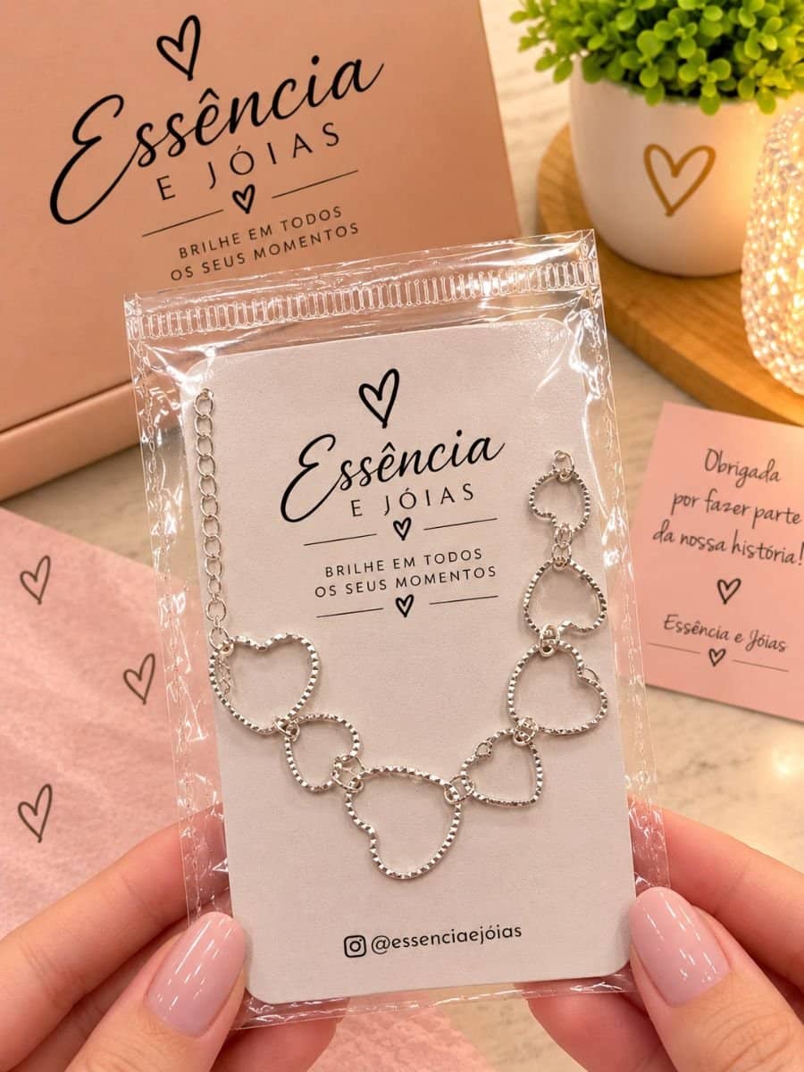 Pulseira Coração Prata - Semi Jóia