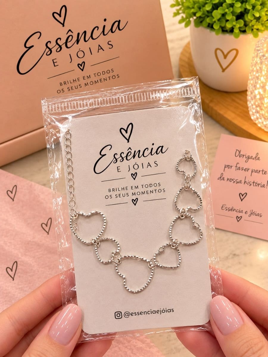 Pulseira Coração Prata - Semi Jóia - Foto 1