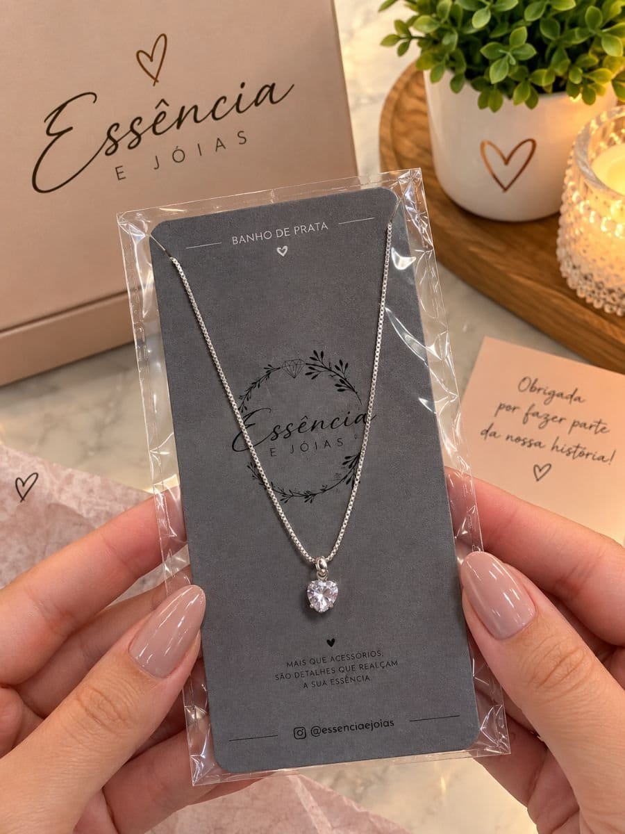 Gargantilha Coração Ouro/Prata - Semi Jóia - Foto 2