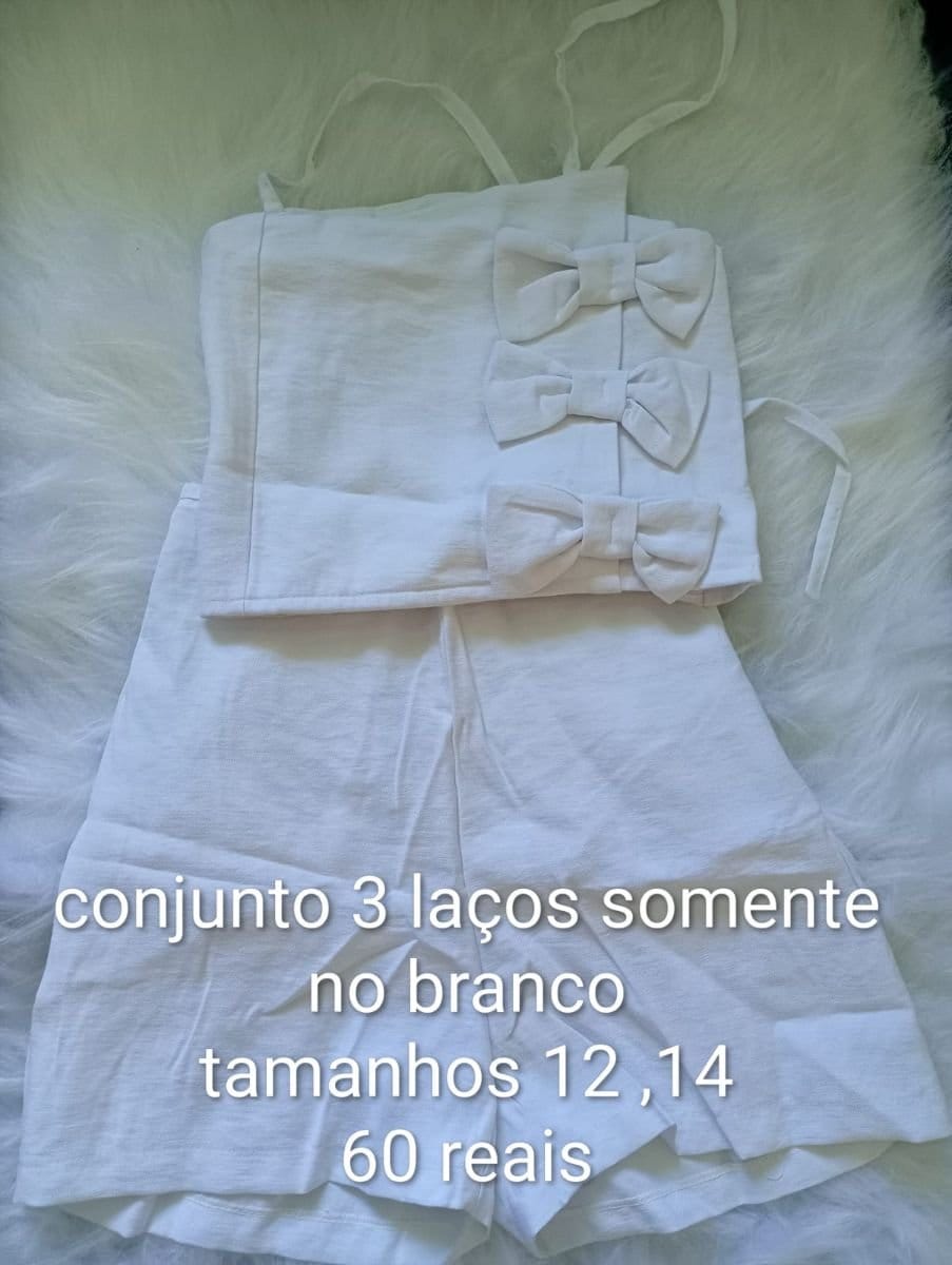 Conjunto 3 laços somente no Branco - Tamanhos 12, 14 - Foto 1