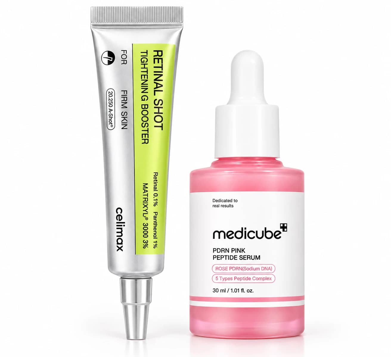 K-Beauty Duo Firmeza e Glow - Celimax Retinal Booster ou Medicube PDRN