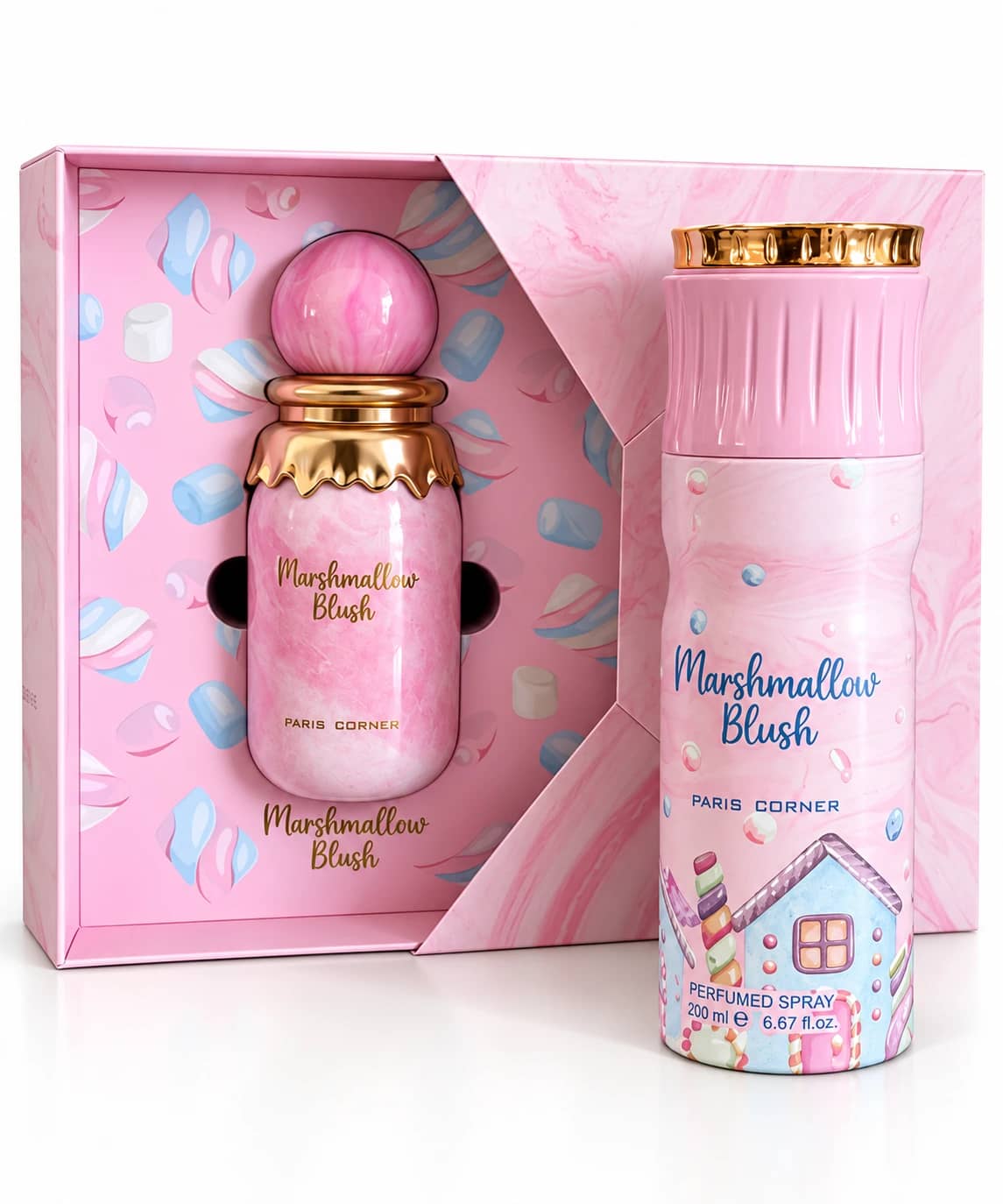 Kit Presente Perfume Árabe Paris Corner Marshmallow Blush - EDP + Body Spray