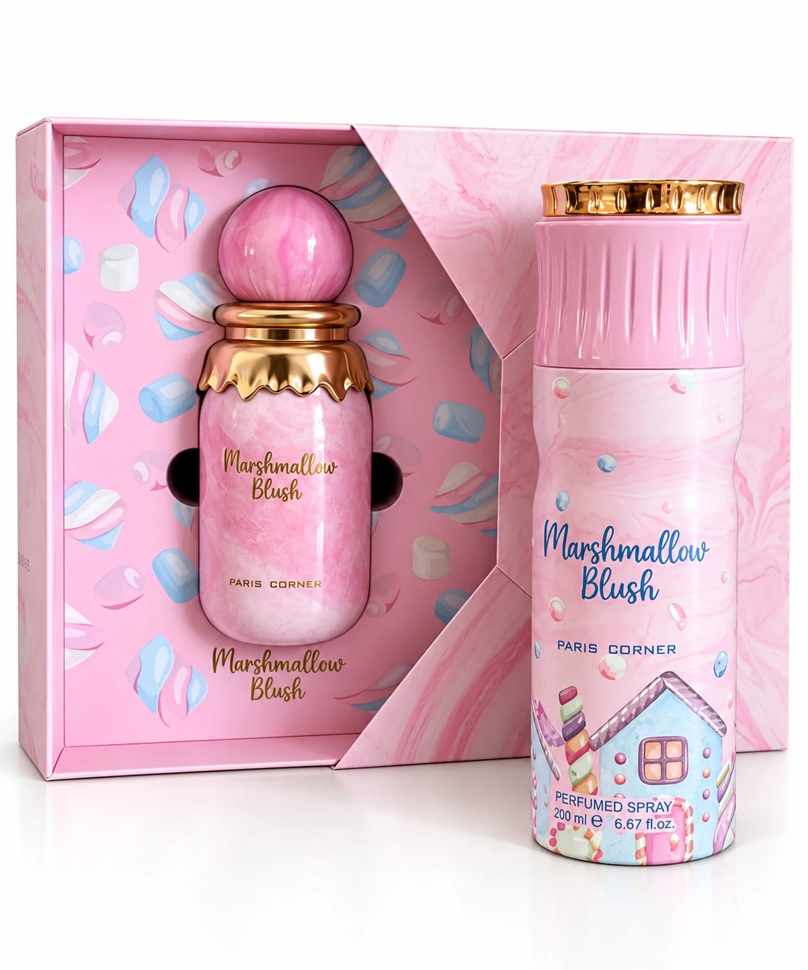 Kit Presente Perfume Árabe Paris Corner Marshmallow Blush - EDP + Body Spray
