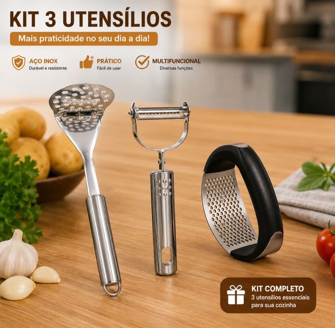 Kit com 3 utensílios doméstico - Foto 1