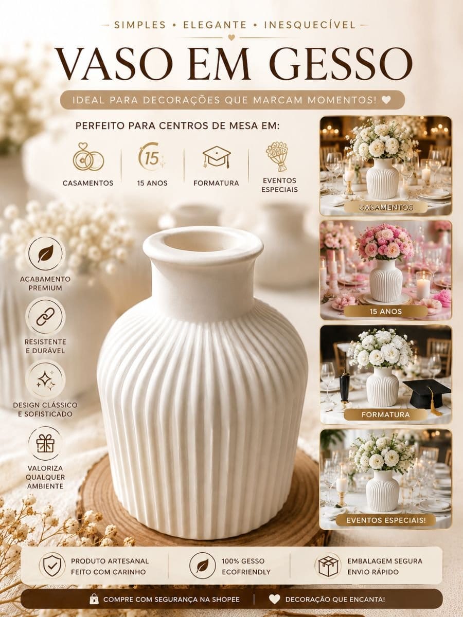 Jarrinha em gesso listrado e resinado kit com 10 - Foto 1