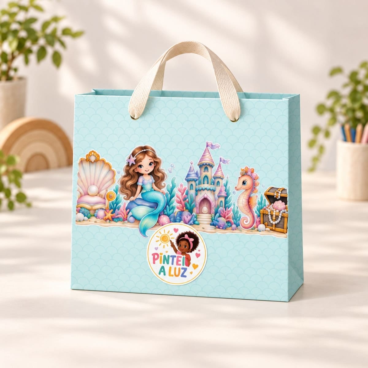 Sacolinha Personalizada Sereia Encantada - Foto 1