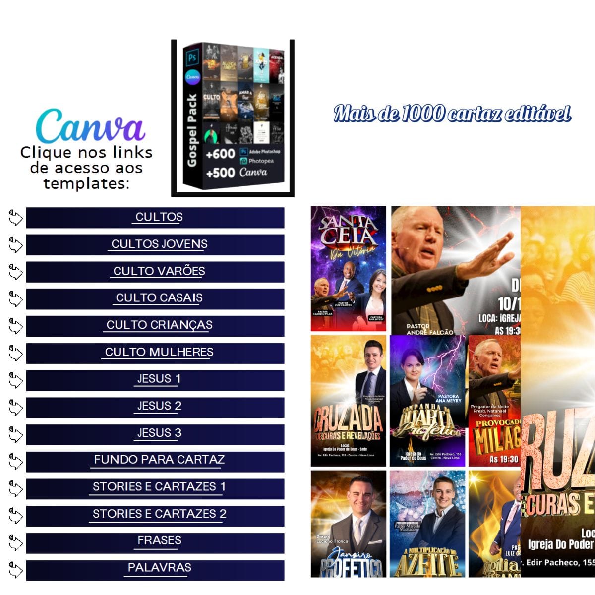 1200 ARTES CANVA EDITAVEIS PARA IGREJA - Foto 1
