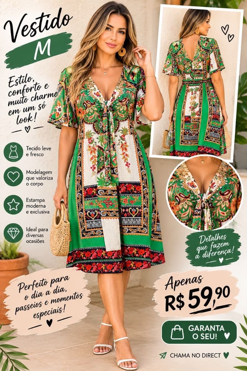 Vestido M estampado - Foto 1