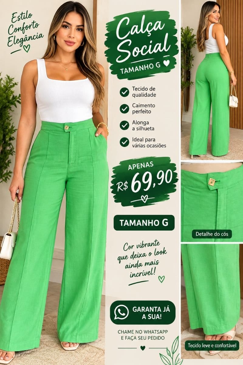 Calça em linho G - Foto 1