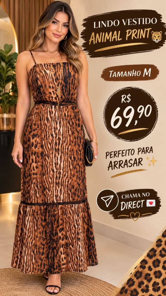 Vestido em tule animal print