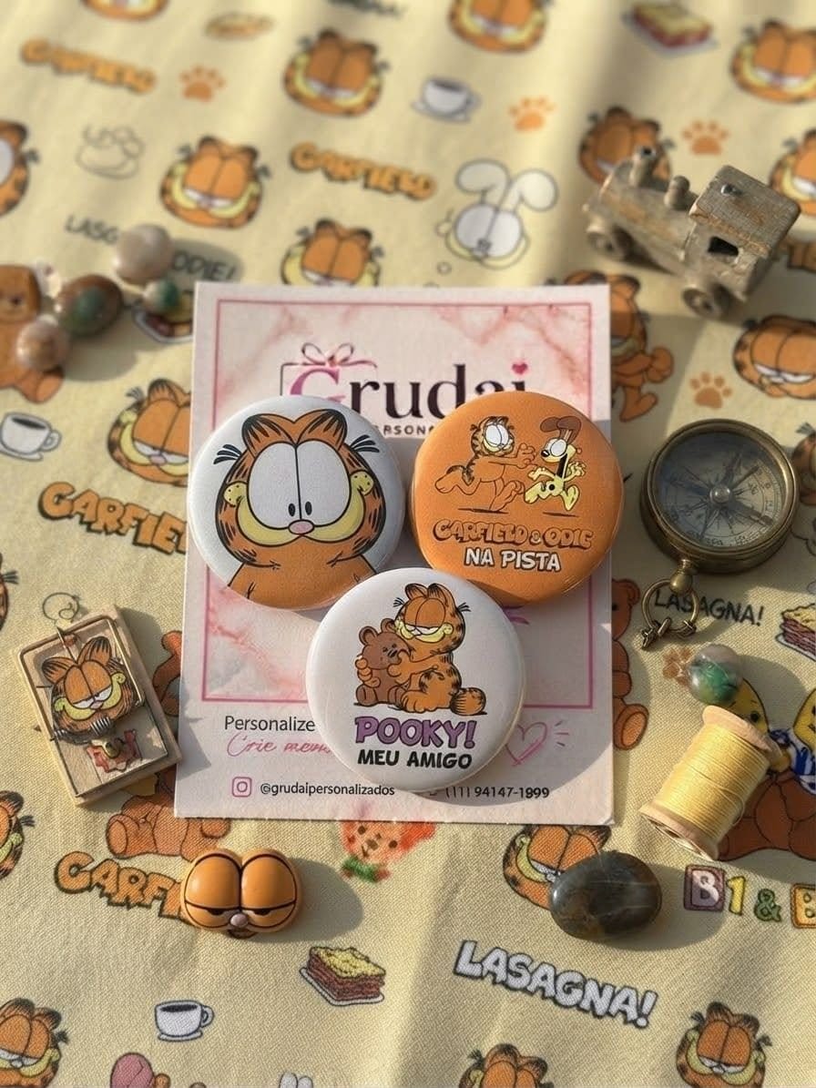 kit bottons alfinetes Garfield - Foto 1