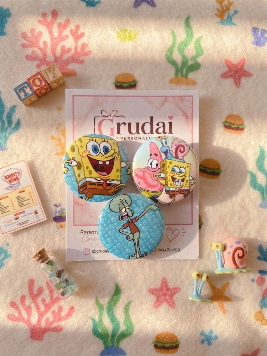 kit bottons alfinetes Bob Esponja - Foto 1