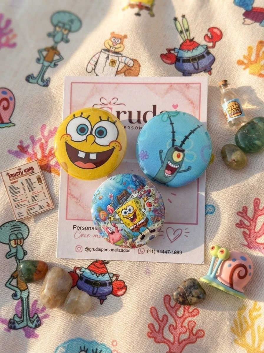 kit bottons alfinetes Bob Esponja - Foto 2