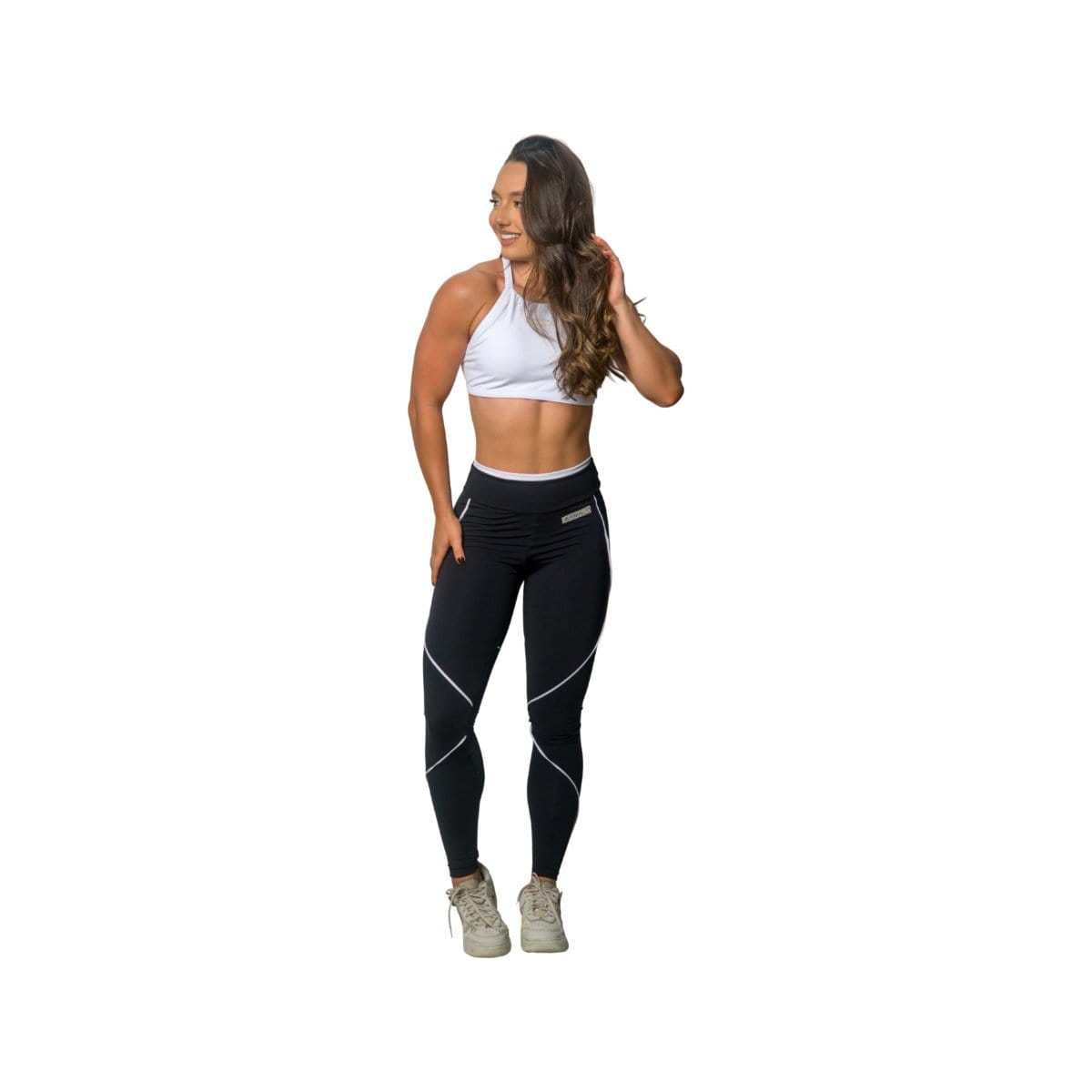 LEGGING PRETA C/ VIÉS BRANCO - Foto 1