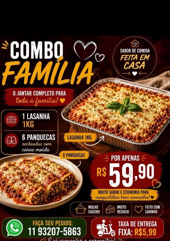 COMBO LASANHA 1KG+ 6 PANQUECA 🥞