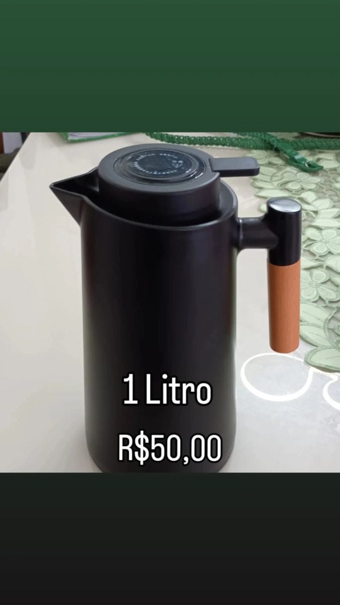 Garrafa Térmica de 1L Preta - Foto 1