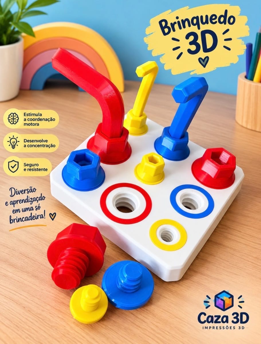 Brinquedo Sensorial de Encaixe e Rosquear - Foto 1