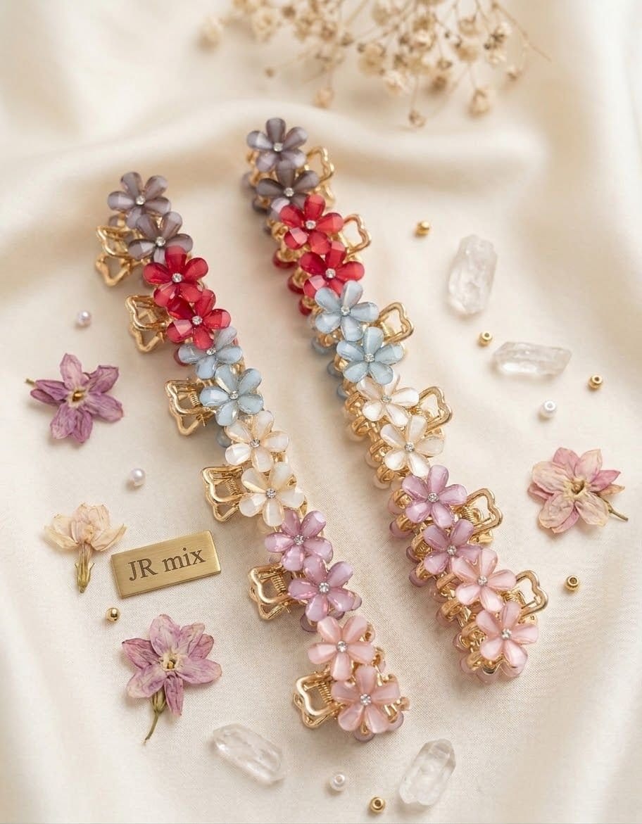 Presilhas Mini FLor com Pérolas/Cristal e Strass - Foto 1