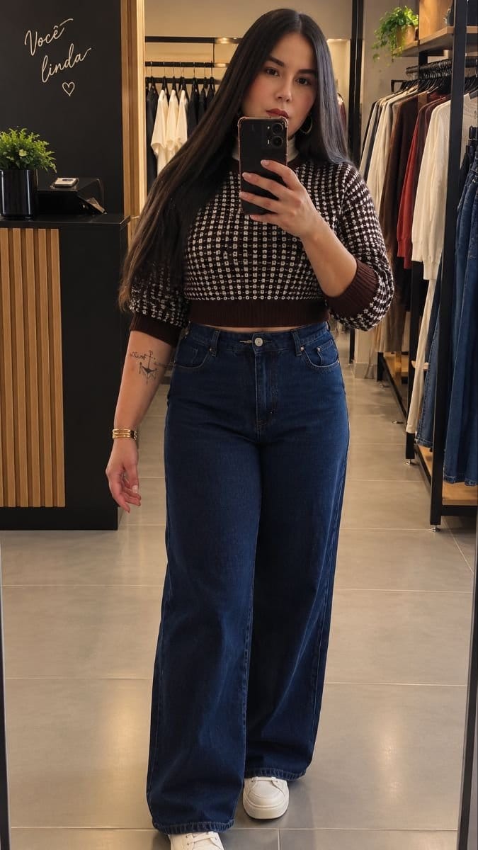 Calça Wide Leg sem Lycra - Foto 1