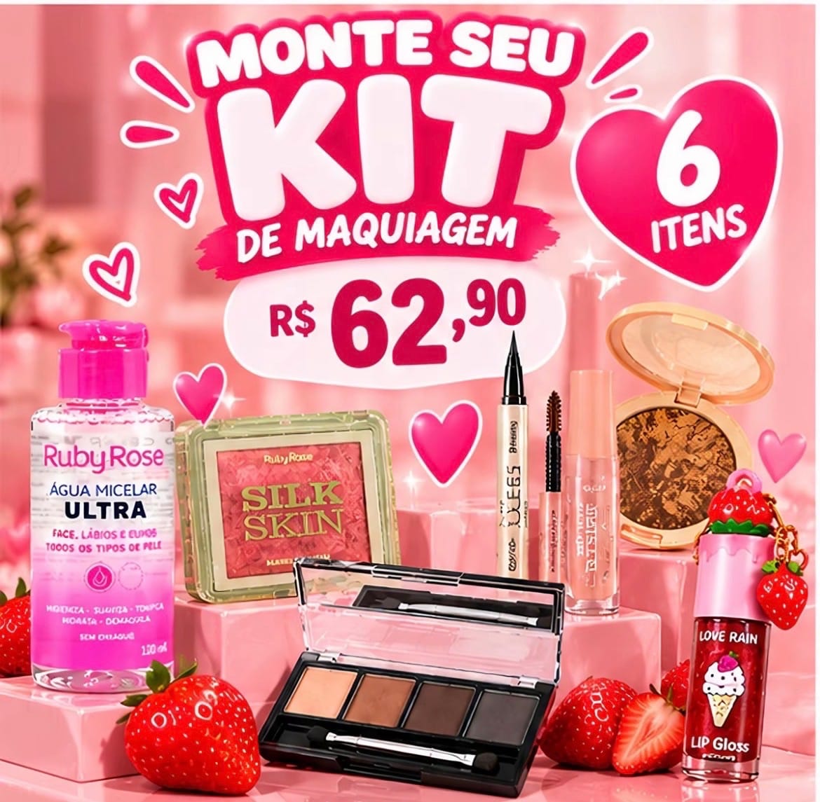 Monte seu kit de maquiagens com 6 itens - Foto 1