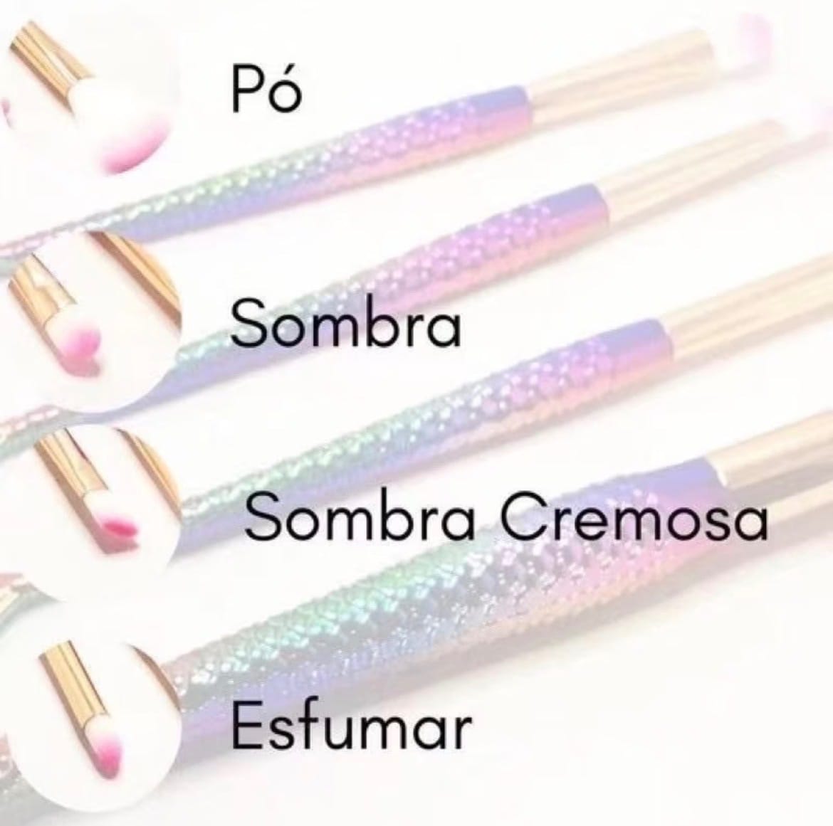 Kit pincel com 4 pincéis sereia de maquiagem - Foto 4