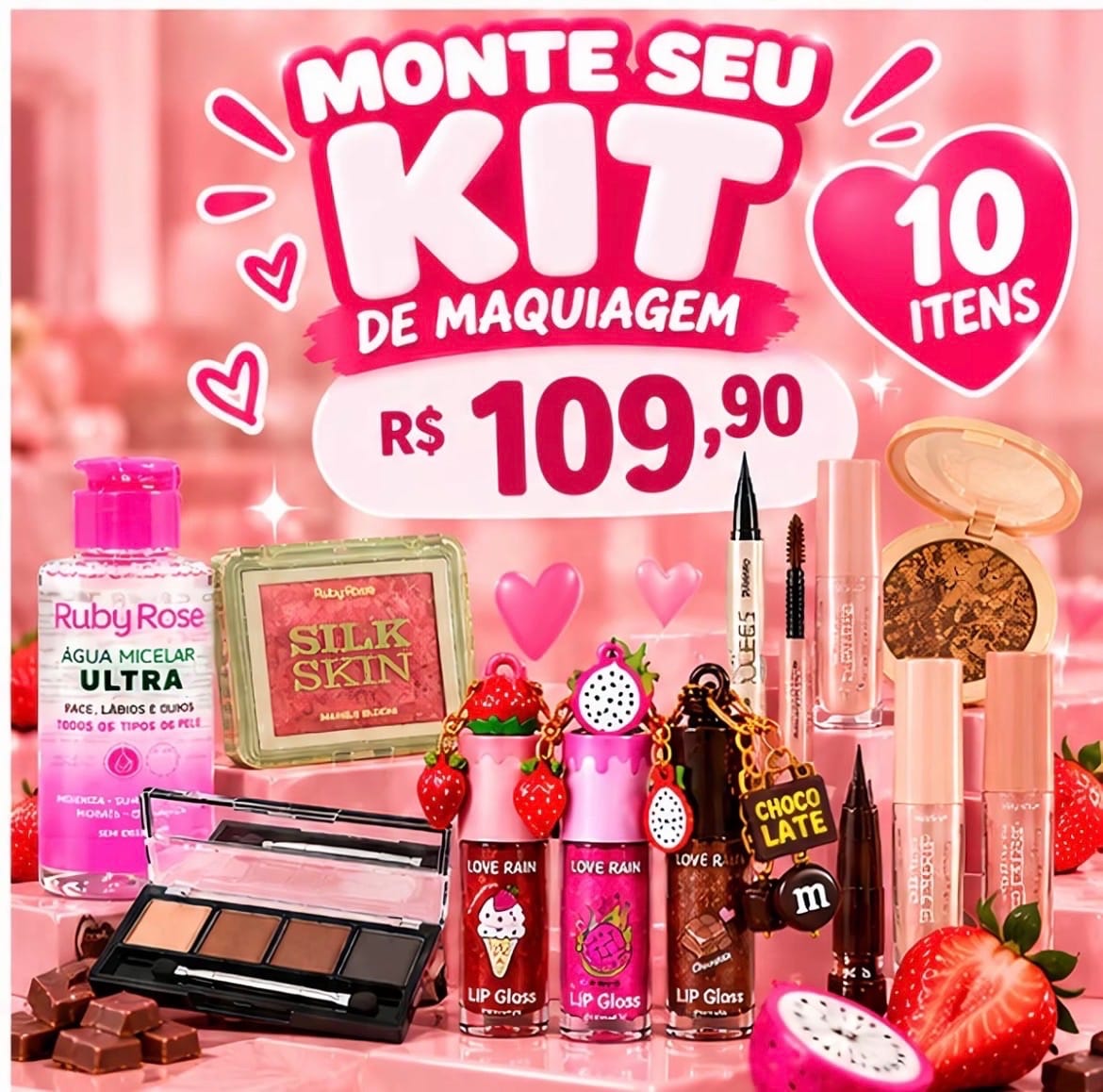 Monte seu kit de maquiagens com 10 itens - Foto 1