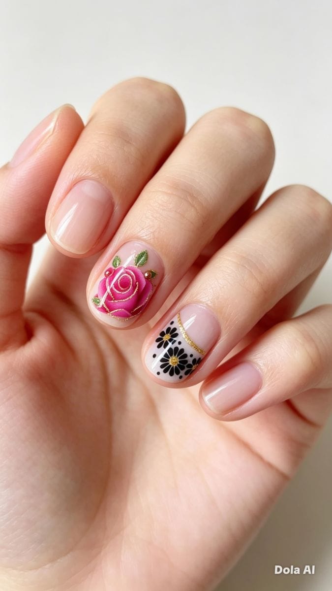 Adesivos artesanais 5 pares rosa pink com detalhes pretos - Foto 3