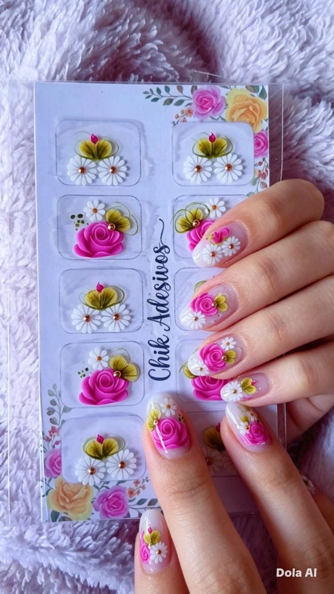 Adesivos artesanais 5 pares rosa pink - Foto 2