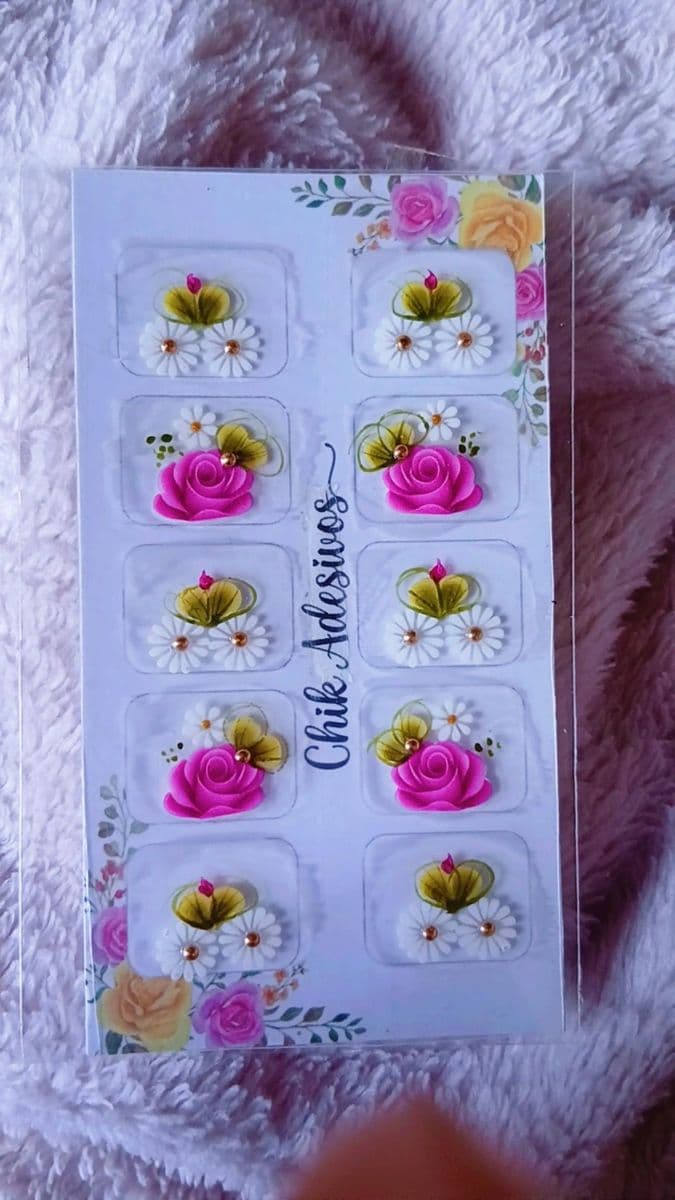 Adesivos artesanais 5 pares rosa pink