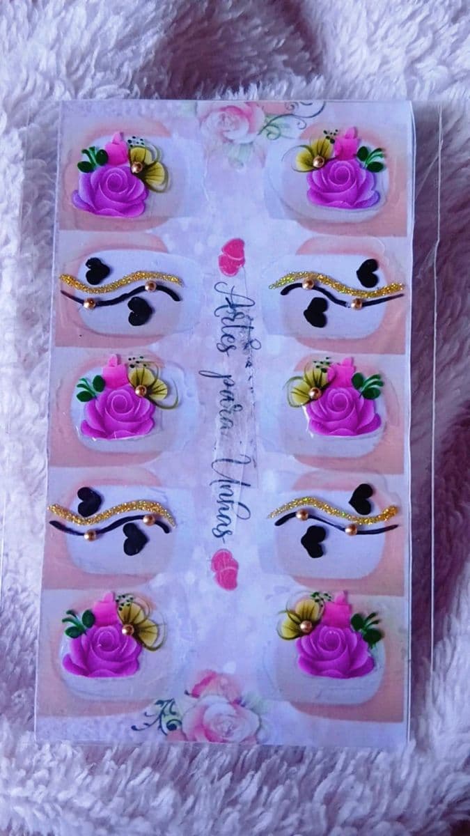 Adesivos artesanais 5 pares rosa