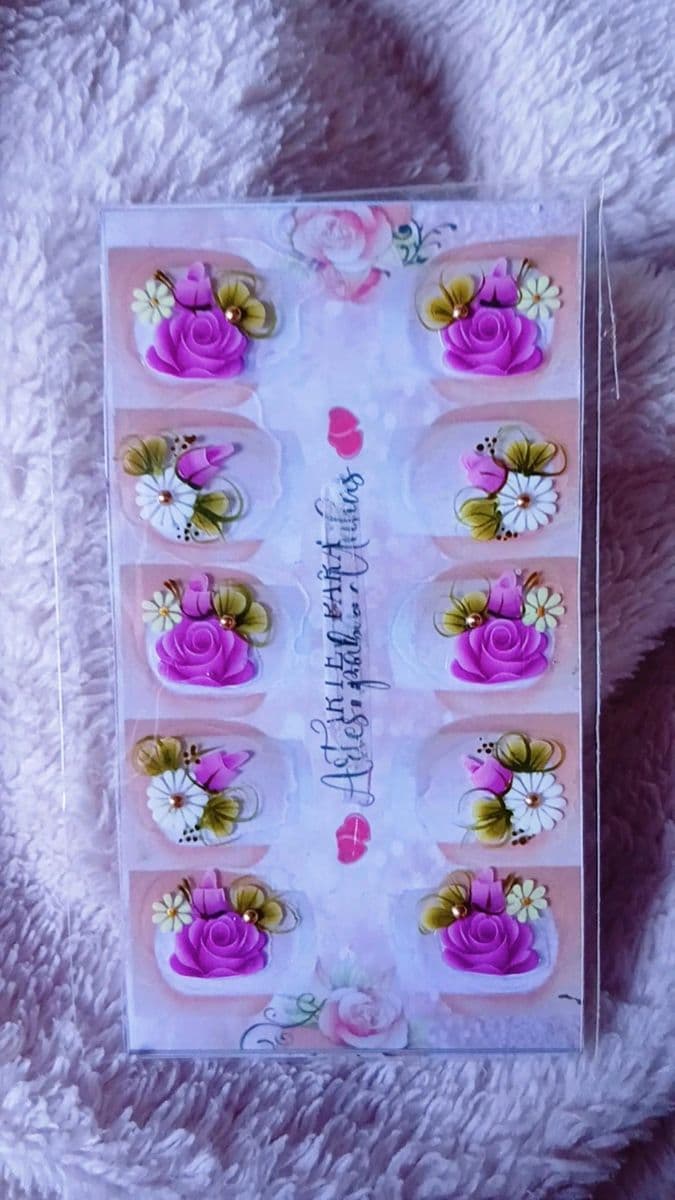 Adesivos artesanais 5 pares rosa pink