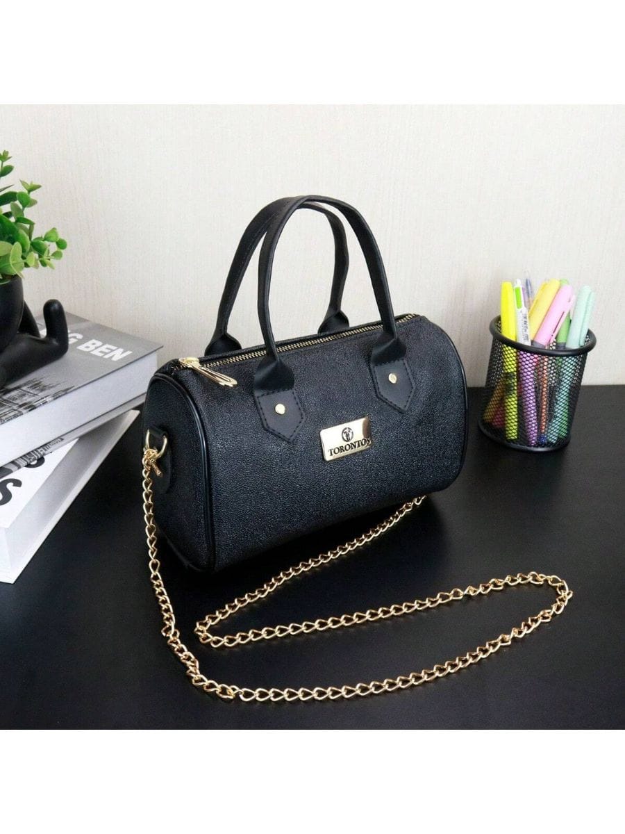 Bolsa Feminina transversal Alças corrente cor Preta - Foto 4