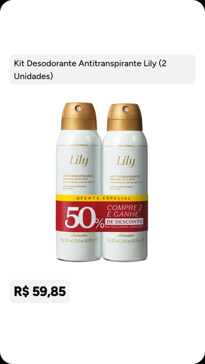 Kit Desodorante Antitranspirante Lily — 2 unidades - Foto 2
