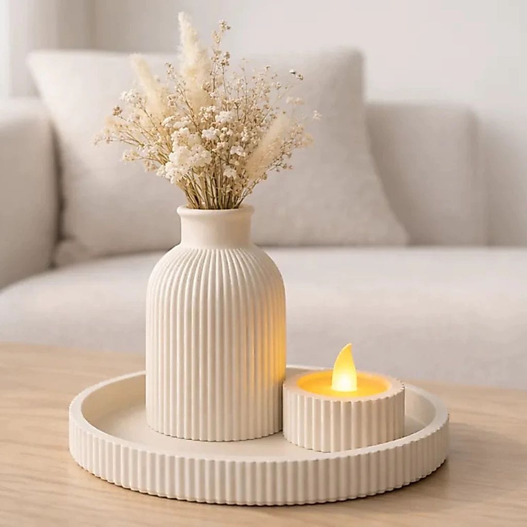Kit Decorativo com Bandeja, Vaso e Porta-Vela - Foto 2
