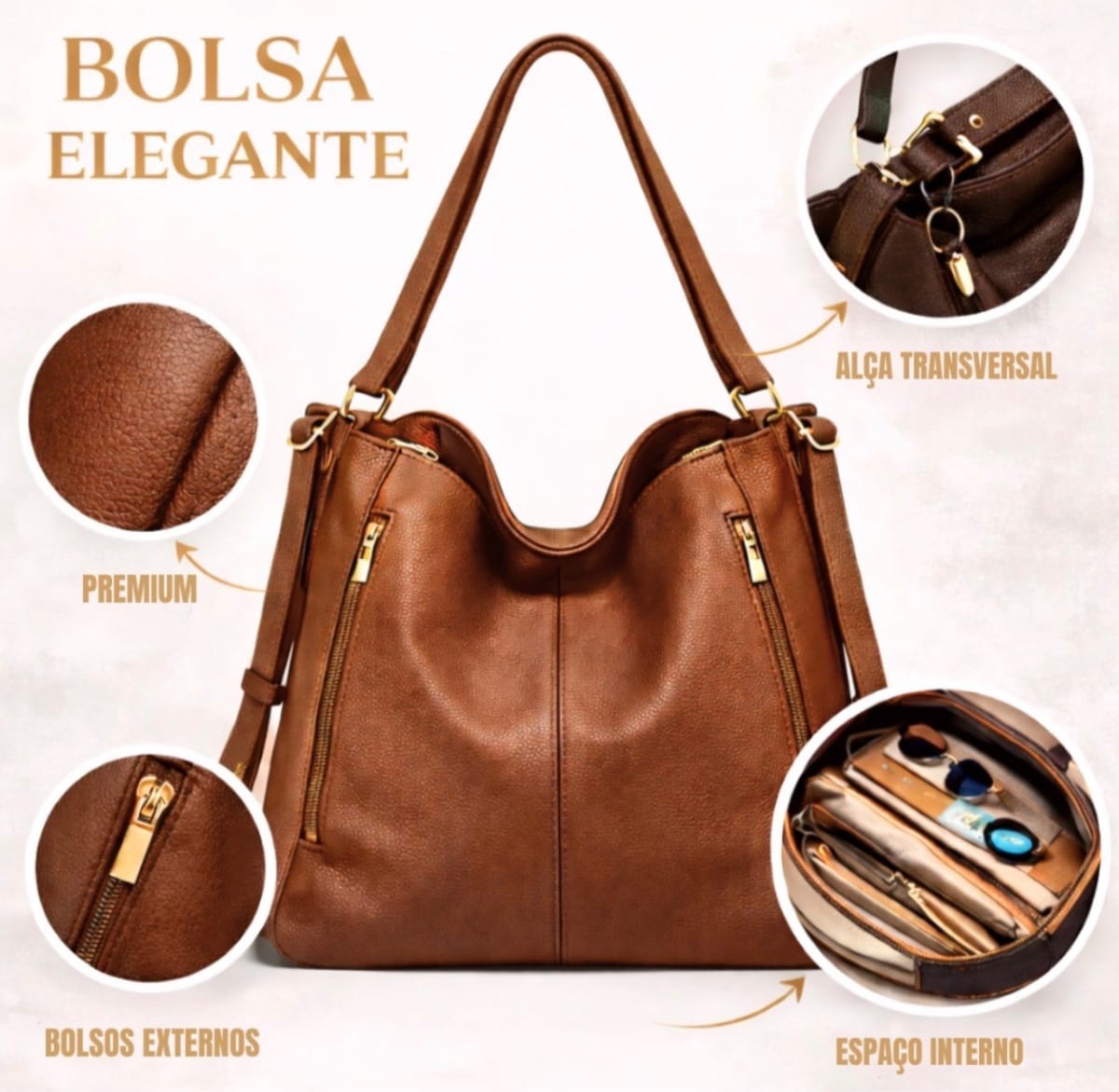 Bolsa grande caramelo - Foto 2