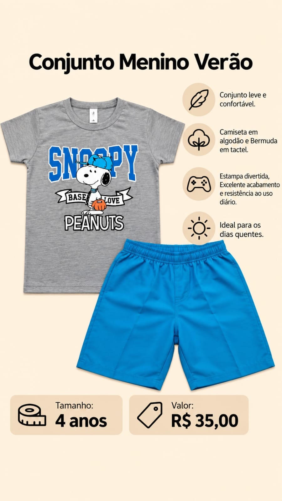 Conjunto Verão Menino - Foto 1