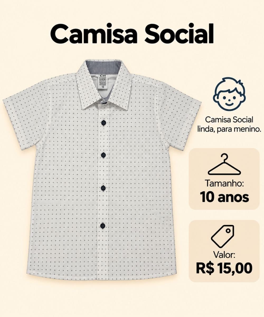 Camisa Social - Menino - Foto 1