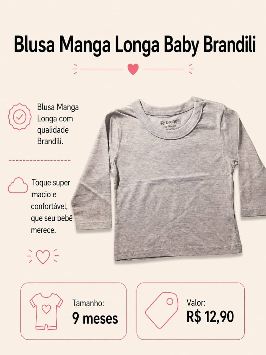Blusa Manga Longa Baby - Brandili