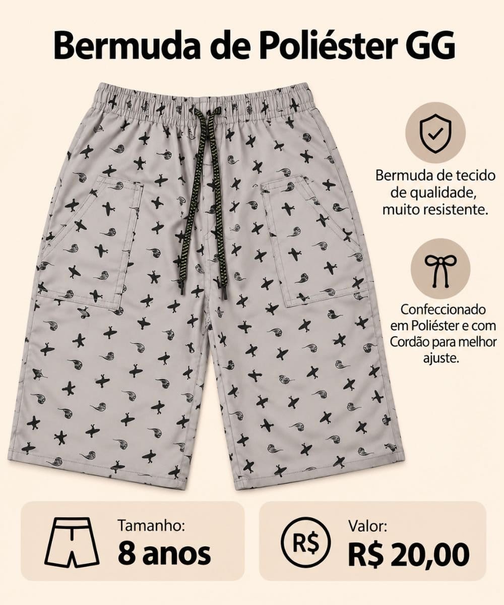 Bermuda de Poliéster - GG - Foto 1