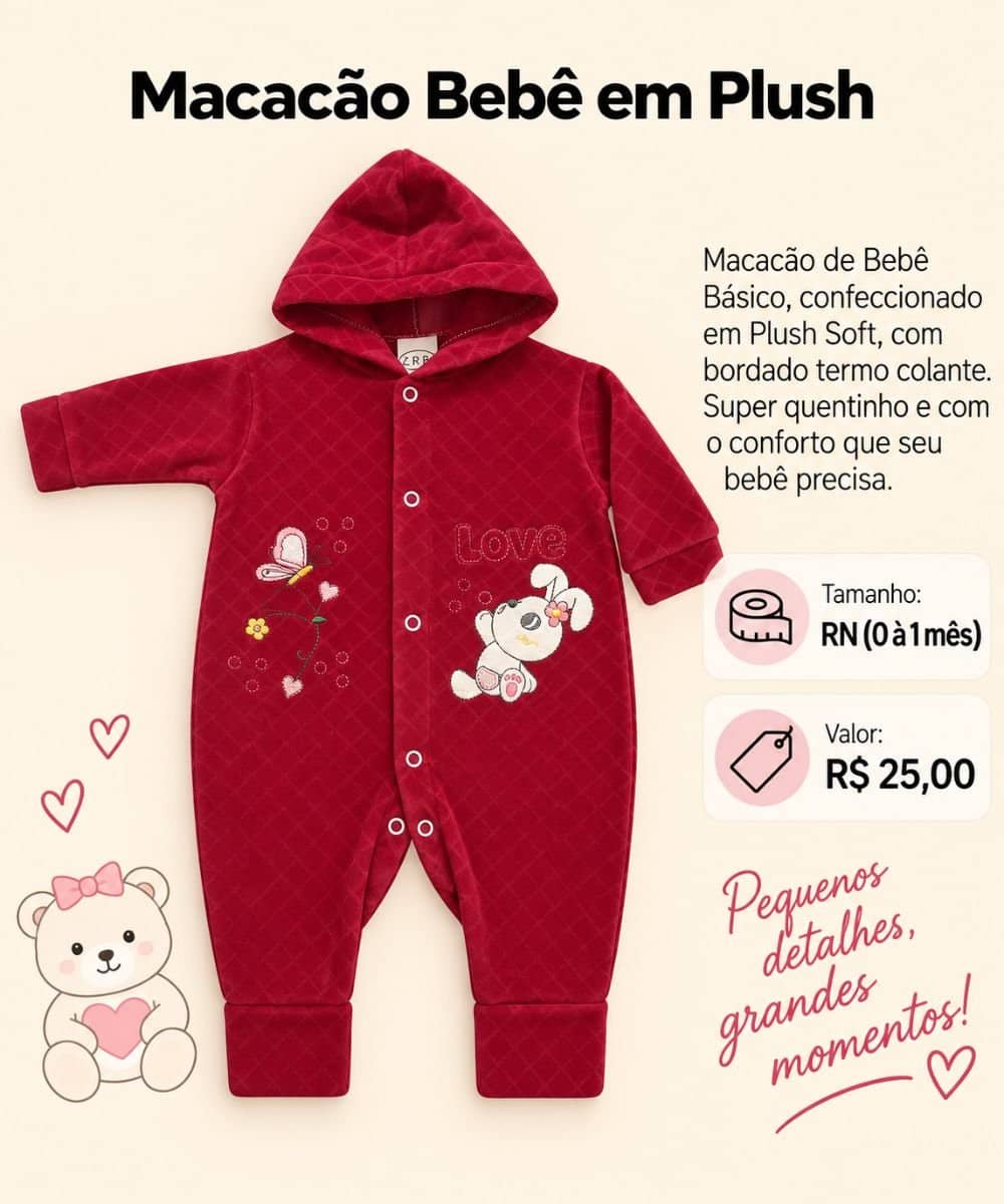 Macacão Bebê em Plush