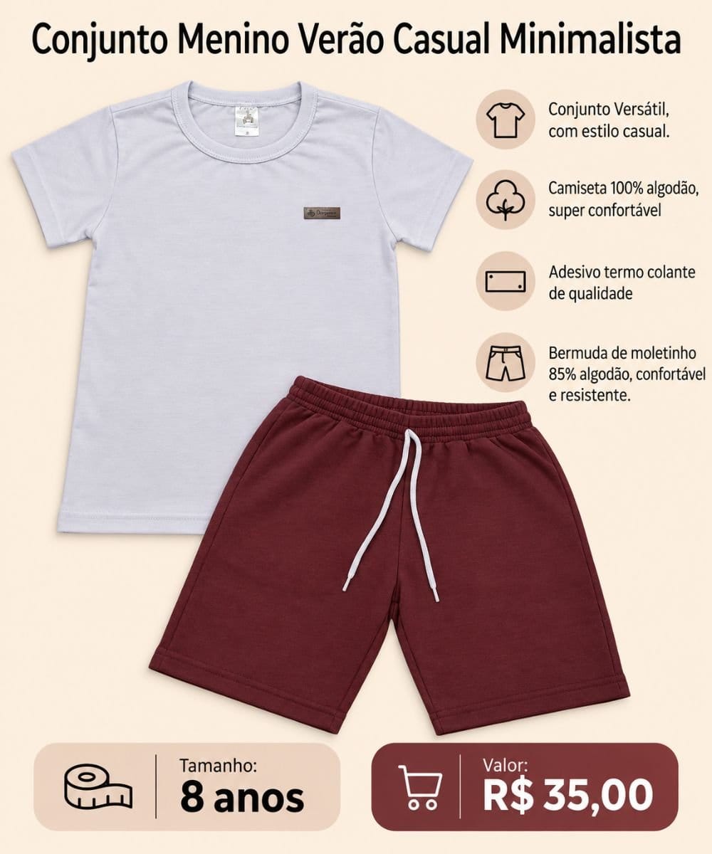Conjunto Menino Verão - Minimalista - Foto 1