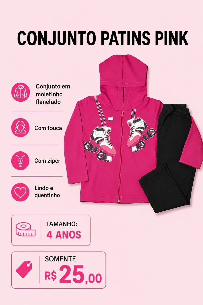 Conjunto Pink Patins - Foto 1