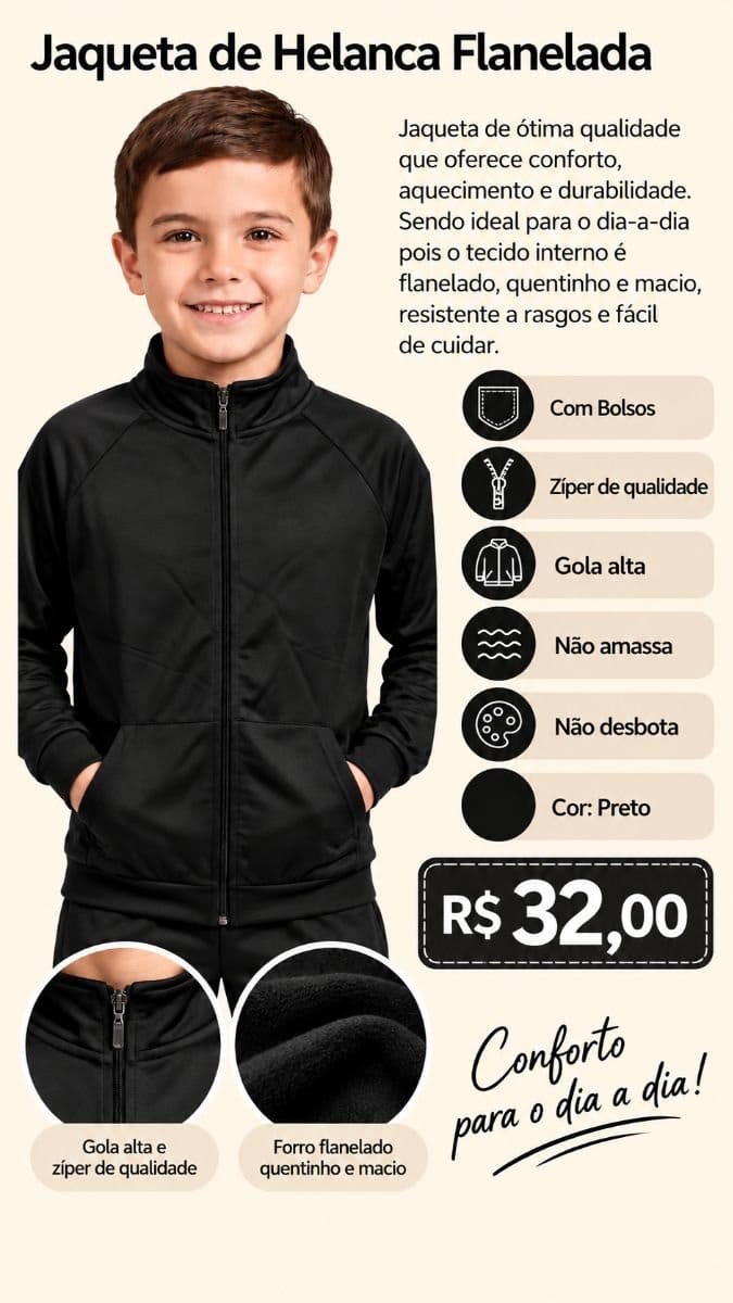 Jaqueta de Helanca Flanelada - Foto 1