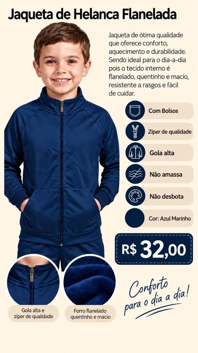 Jaqueta de Helanca Flanelada