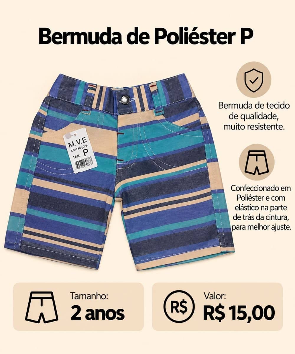 Bermuda de Poliéster - P